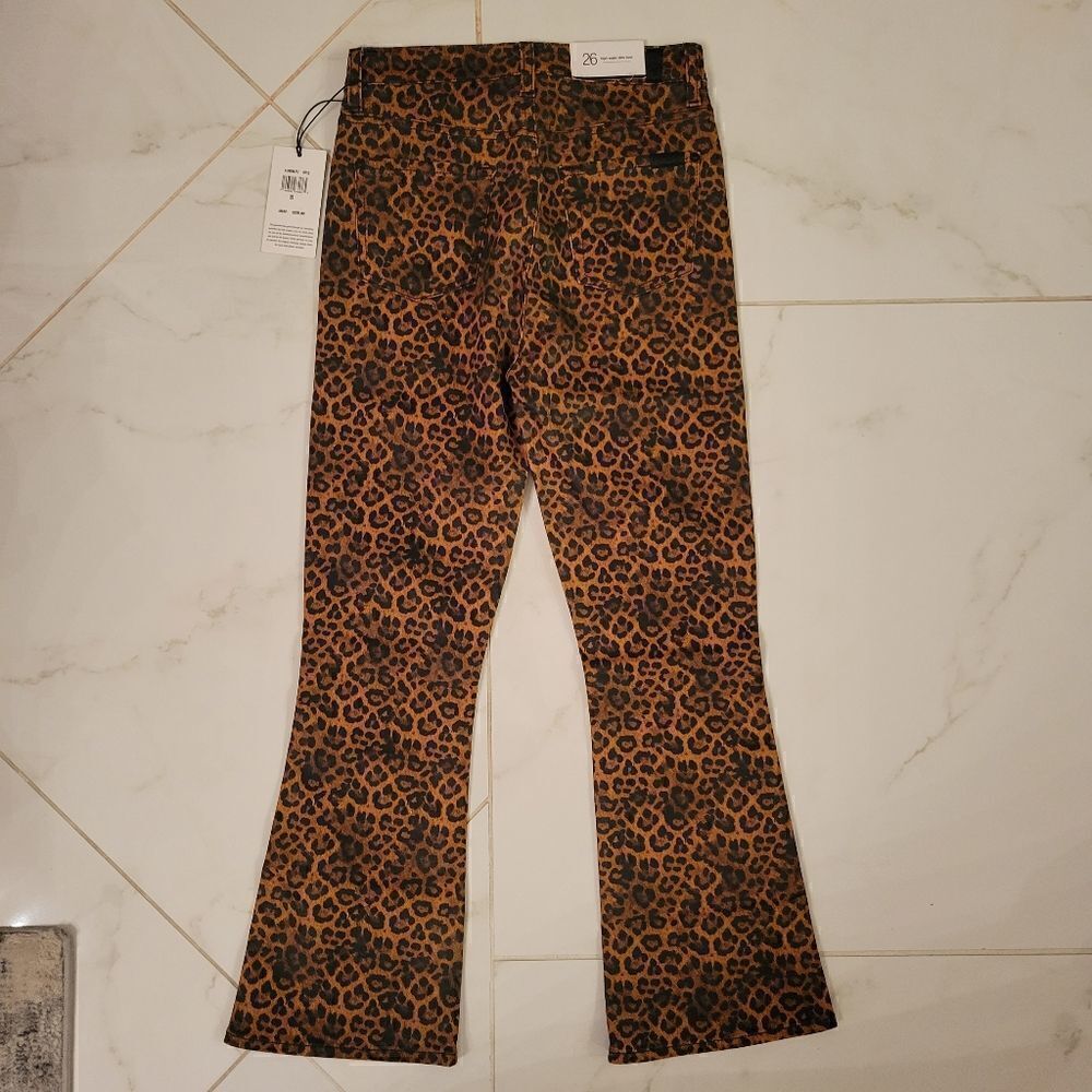7 for all Mankind Leopard Print High-rise Slim-fit Kick Flare Jeans NEW - Picture 13 of 14